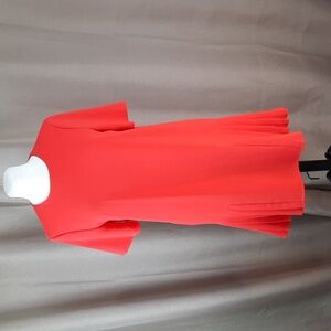 Zara red short sleeve drop-waist style dress with bottom pleats, size small
